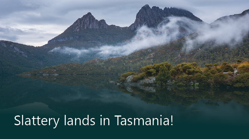 Slattery lands in Tasmania / image of Cradle Mountain